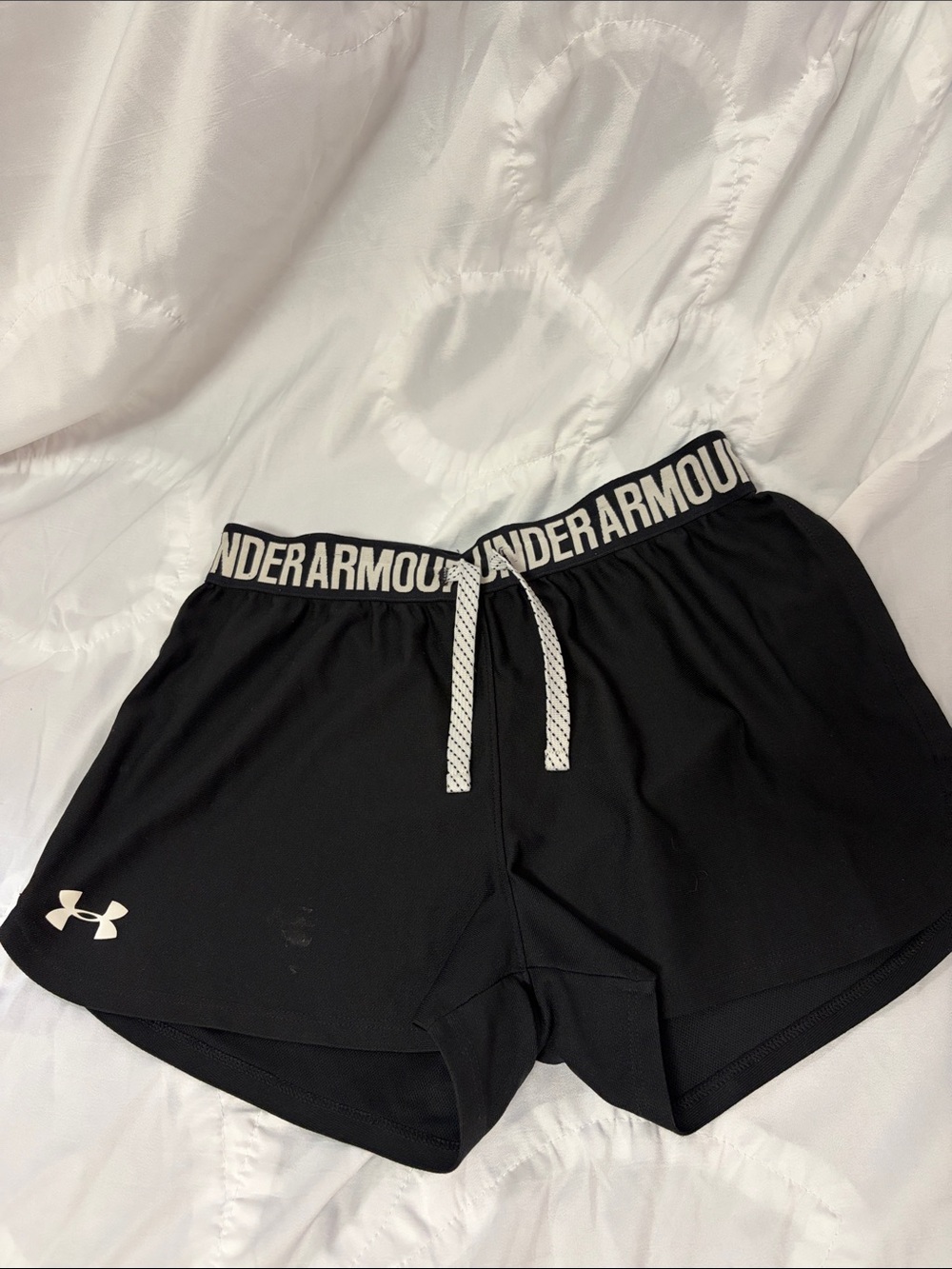 Under Armour Kid's Black Athletic Shorts with Logo Waistband